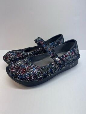Alegria Comfort  Mary Jane Mules in Black Multicolor Mosaic